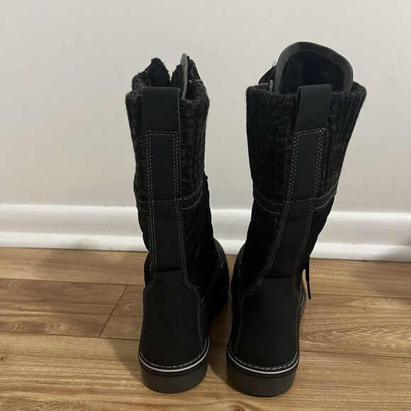 Polar Snow Boots Women's Size 9 Black Quilted Fur Lined Lace Up Winter Insulated - Picture 3 of 10